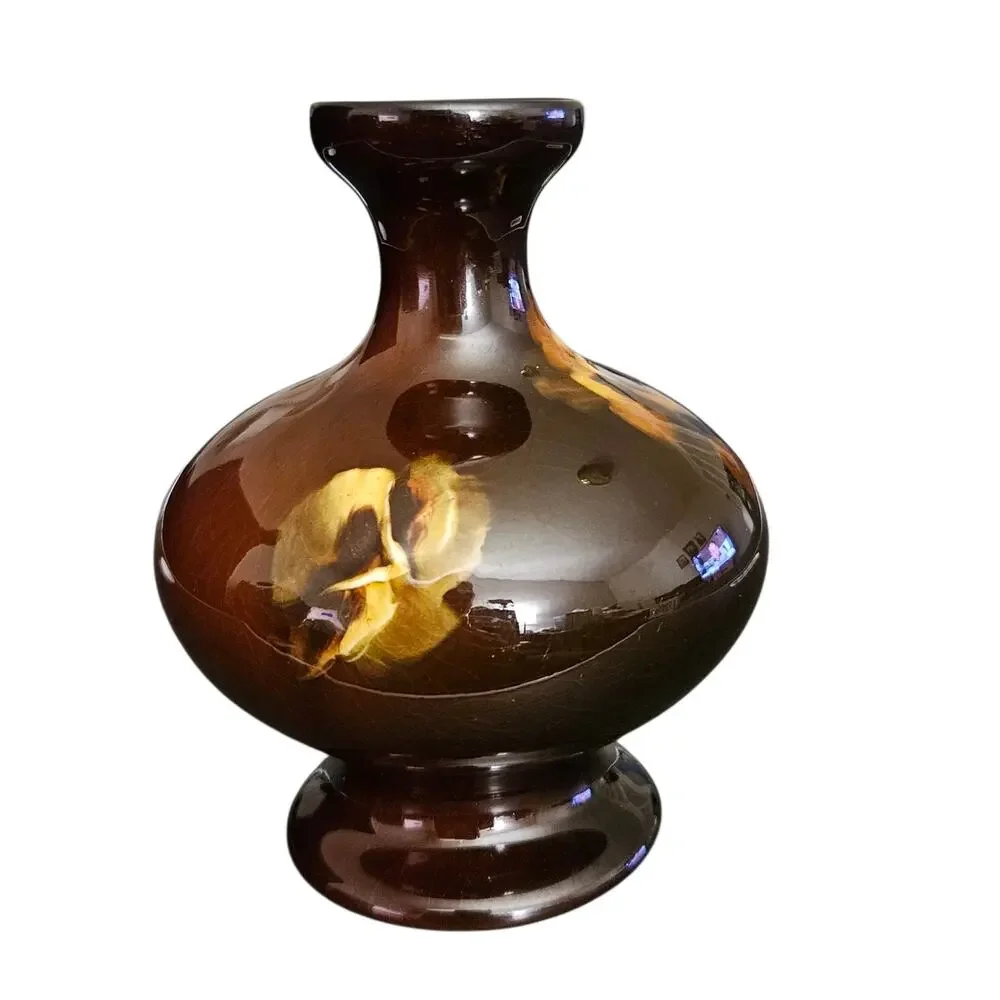 J.B. Owens Art Pottery Brown Amber Glaze Vase Antique Arts & Crafts